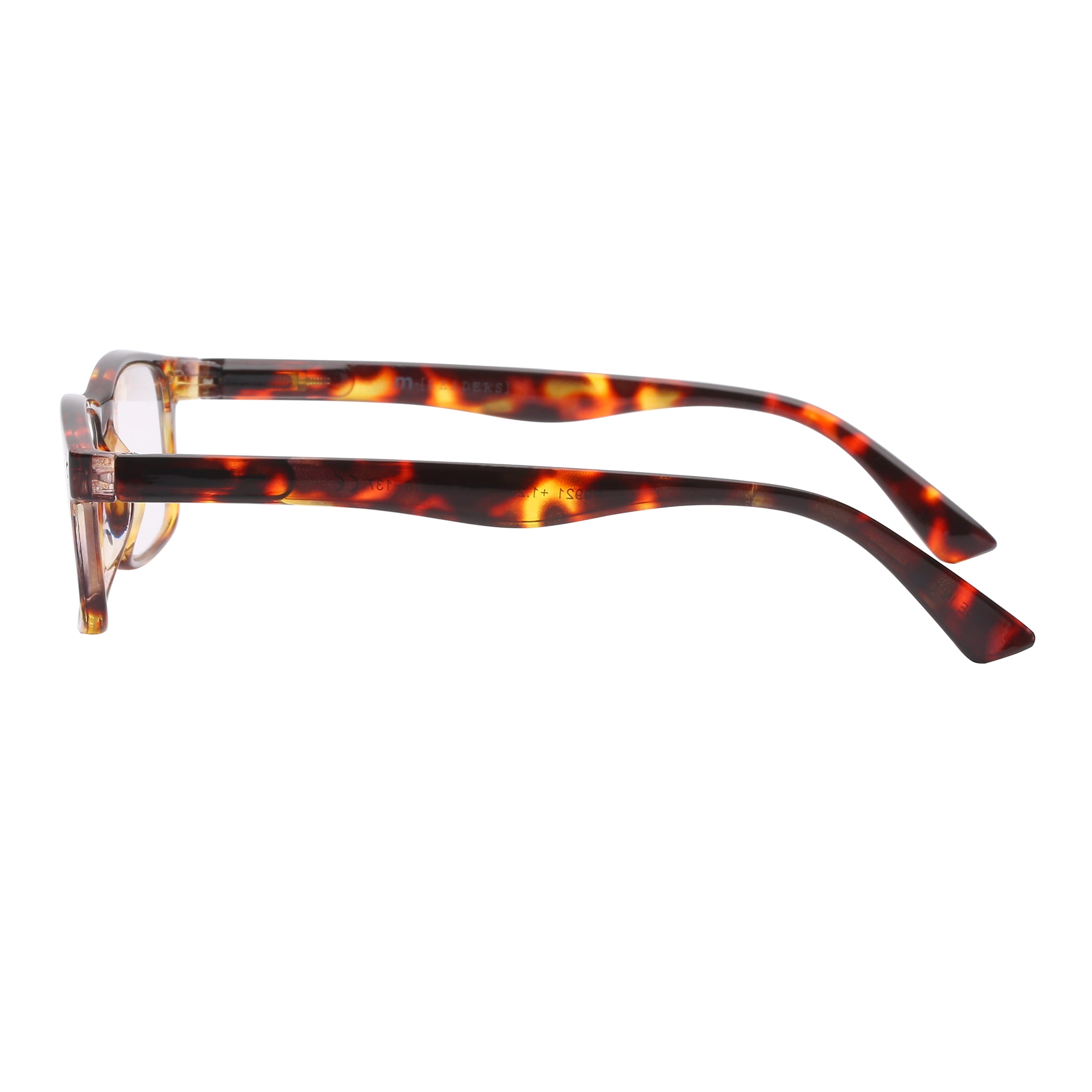 M+ Unisex Spring Hinge Plastic Reading Glasses Tort 1.50 Burnett in Tortoise with Pouch