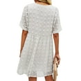 thumbnail image 3 of Paille Womens Dresses Short Sleeves Mini Dress V Neck Flowy Casual Swiss Dot Loose Fit Babydoll Dress, 3 of 3