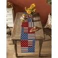 thumbnail image 4 of 4th of July Burlap Cotton Table Runner 13x90 Inches Long, Independence Day Red Blue Vintage Farmhouse Table Runners, Outdoor Dining Tablecloths Decor for Baby Shower/Party/Wedding, 4 of 6