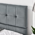 thumbnail image 6 of Full Size Upholstered Tufted Floor Bed Frame, Sofa Bed Frame with Comfortable Backrest and Armrests,Velvet Platform Bed for Bedroom, Living, Recreation Room,No Box Spring Needed (Grey, Full), 6 of 9