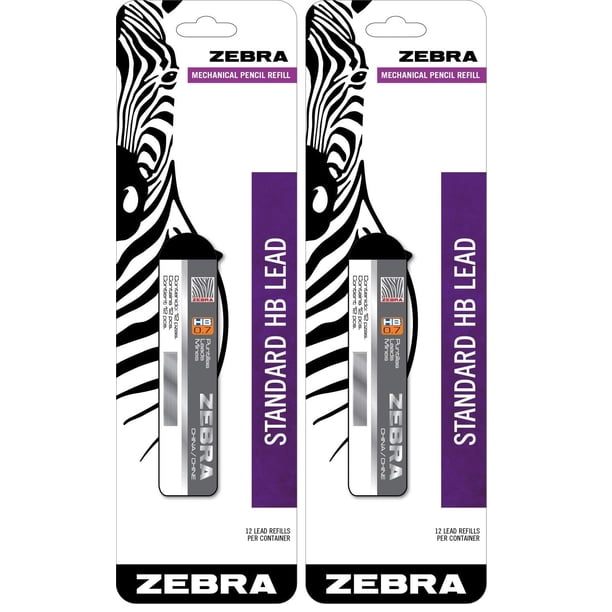 Recarga de lápiz mecánico Zebra Pen Standard HB Lead 0.7 mm, paquete de 2