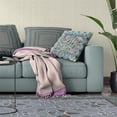 thumbnail image 4 of Pond Peacock Indoor/Outdoor Pillow in Dark Green Aqua Pink 28x28, 4 of 8