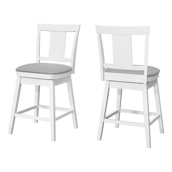 Monarch 22.5" Swivel Upholstered Seat Wood Barstool in Gray/White (Set of 2)