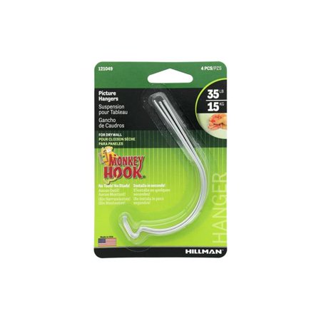 

Hillman Picture Hanger 35lb Monkey Hook 4pc