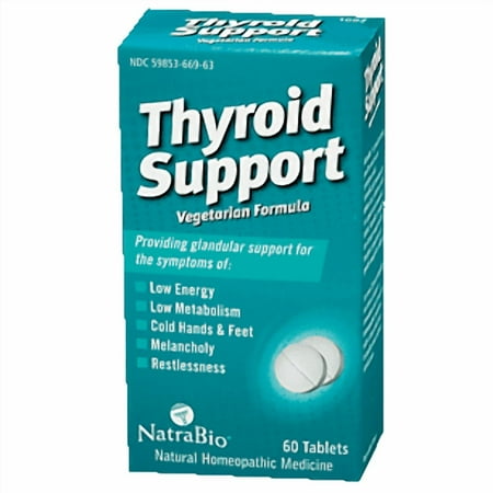 NatraBio Thyroid Support Homeopathic Tablets | May Temporarily Help Relieve Low Energy & Metabolism, Melancholy & Restlessness | Quick Dissolve | 60ct