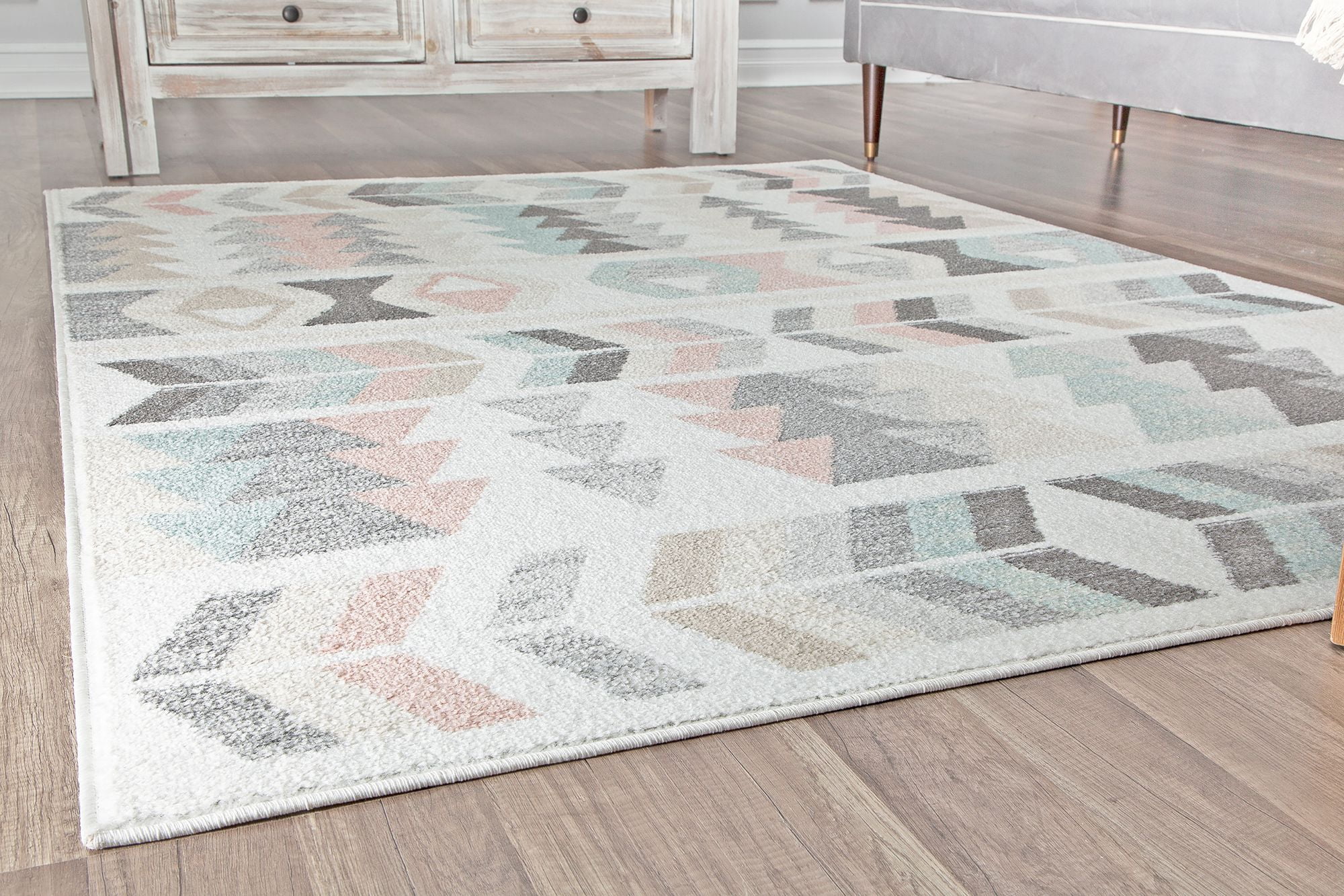Rugs America Mika MO50A Mint Lime Geometric Contemporary Gray Area Rug, 2'6"x8'