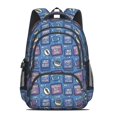 thumbnail image 2 of Football Text Blue Pattern Backpack for School, Cute School Bag with Adjustable Shoulder Straps and Padded Back, 16.9"x12.6"x5.9", 2 of 5