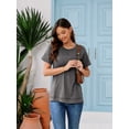 thumbnail image 4 of SHIBEVER Women T-Shirts Summer Short Sleeve Tops Casual Loose Tunic Tops Side Split Ladies Comfortable Crewneck Tops Blouse Gray XXL, 4 of 9