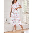 thumbnail image 2 of Ekouaer 2 Pack Womens Pajamas Sets Short Sleeve Tops and Capri Pants Pjs Colorful Printed Sleepwear Sets, 2 of 5