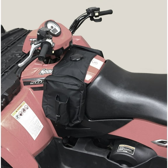 Padded Cargo Storage Saddle Bag for ATV UTV Motorcycle, Black, Weather Resistant
