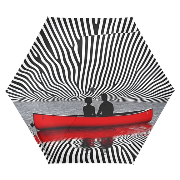 FORMRS Travel Umbrella Folding Auto Open Close Windproof Rain UV Protection, Red Boat