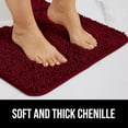 thumbnail image 3 of Bath Rug 24x17, Thick Soft Absorbent Chenille, Rubber Backing Quick Dry Microfiber Mats, Machine Washable Rugs for Shower Floor, Bathroom Runner Bathmat Accessories Decor, Burgundy, 3 of 6