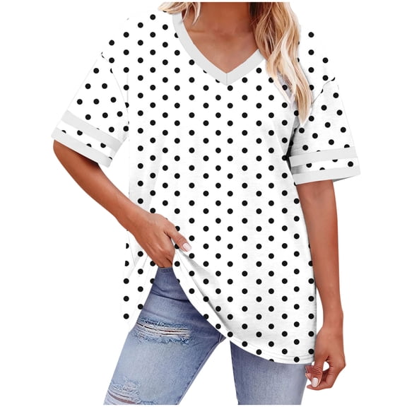 gakvbuo Women'S Plus Size Tunic Tops Oversized V-Neck Short Sleeve Summer Shirt Loose Sports T-Shirt
