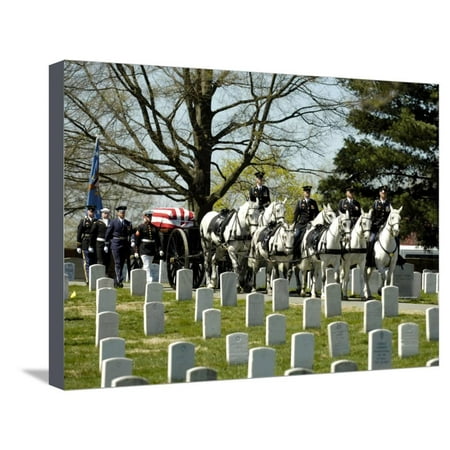Service Casket - A Joint Service Honor Guard Escorts the Caisson Carrying a Casket Stretched Canvas Print Wall Art By Stocktrek Images