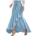 thumbnail image 1 of Skirts for Women High Waist Wrap Skirt with Asymmetrical Hem Flowy Belted A-Line Long Skirt for Women (BU2 M), 1 of 2