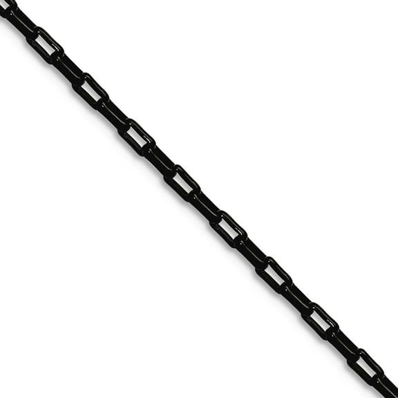 Stainless Steel Polished Black Ip 2.2mm Fancy Box Paperclip Chain Necklace 24 Inch Chain Necklace for Women and Men
