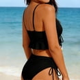 thumbnail image 6 of MGDXOX Women's Two Piece Swimsuit Ruffle Bikini High Waisted Bikini Sets Halter Bathing Suit for Curvy Women with Drawstring Black M, 6 of 8
