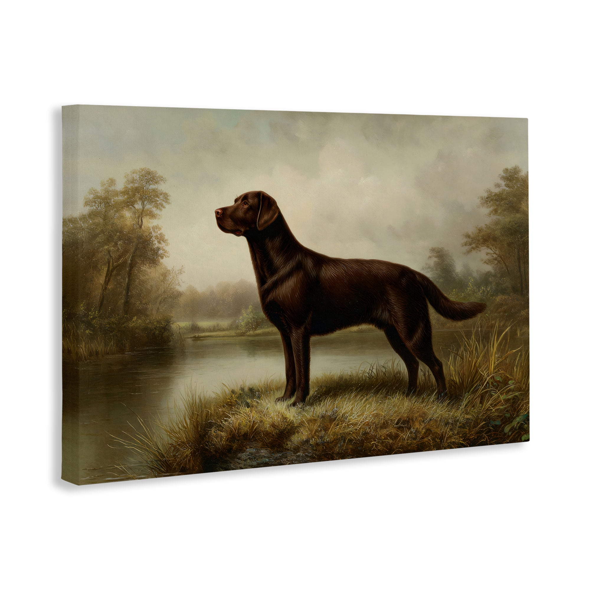 Stupell Industries On Alert Chocolate Lab Canvas Wall Art, design by Petal Prints Design