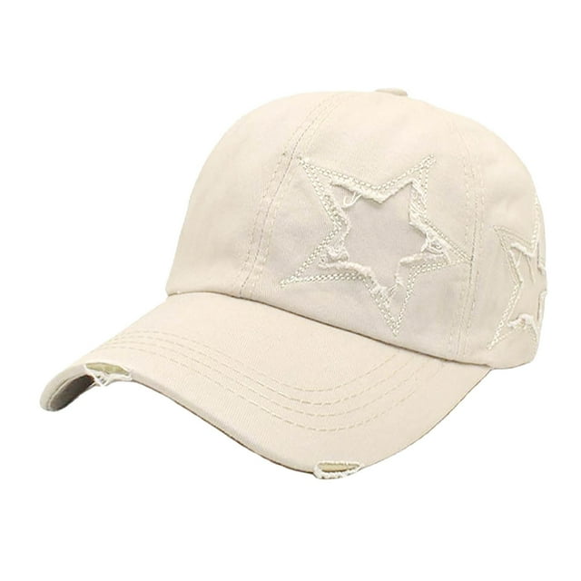 Under $10 Baseball Caps Beige Ripped Baseball Cap Washed To Make Old Baseball Cap Sun Shade Cap Duck Cap Soft Top Retro Cap