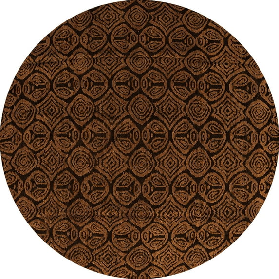 Ahgly Company Indoor Round Abstract Orange Modern Area Rugs, 6' Round