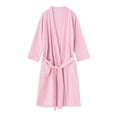 thumbnail image 4 of Krdevn Women's Waffle Weave Bath Robe, V‑Neck 3/4 Sleeve Solid Color Kimono Robe with Pockets for Spa Home Loungewear,Pink, 4 of 4