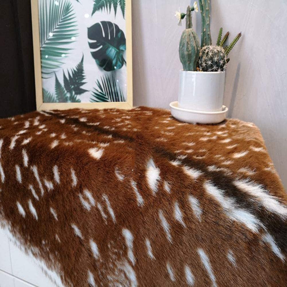 Faux Fur Sika Deer Print Carpet Artificial Animal Cowhide Skin Area Rug Mat For Home Office, Livingroom, Bedroom 41.3x35.4in