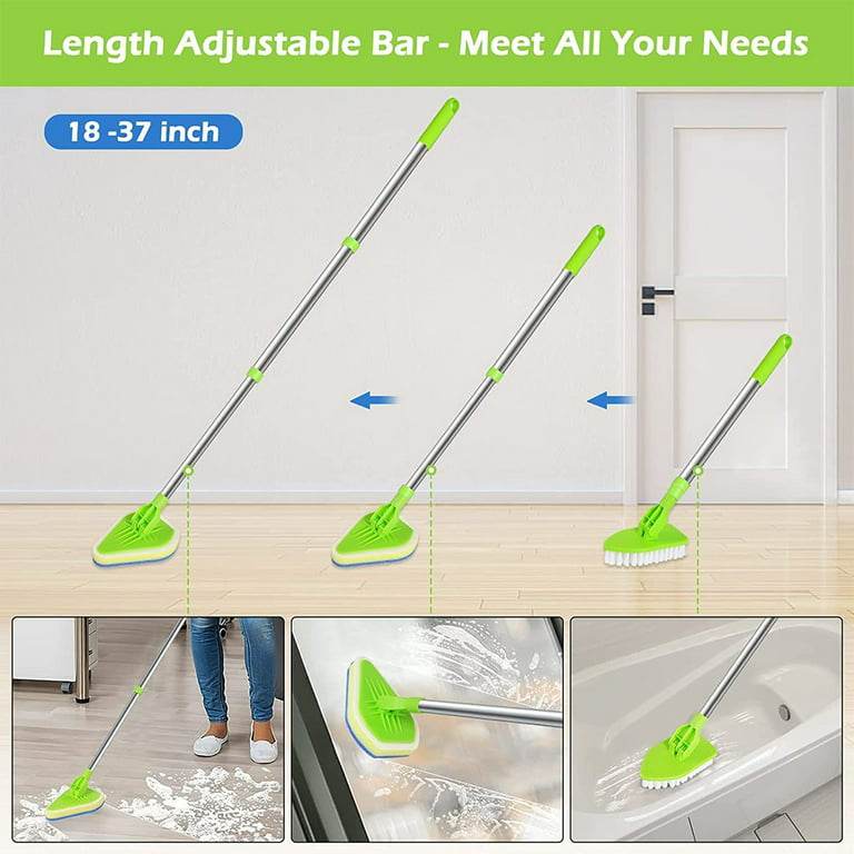Scrub Cleaning Brush with Long Handle 3 in 1 Shower Tub Tile Scrubber Brush  Extendable Multifunctional