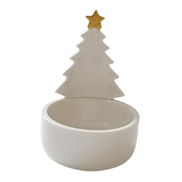 Portavelas navideño de cerámica pequeño para velas de té Estrella dorada