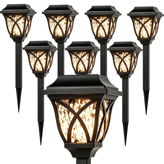 Kisportee 8 Pack Solar Lights Outdoor Decorative , Waterproof Solar Pathway Lights, Outdoor Garden Yard Lights for Garden, Patio, Walkway, Terrace (Warm Light)