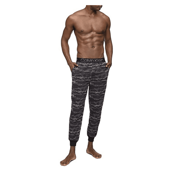 Calvin Klein Men's Chill Logo Camo Joggers, Black/Grey, Md