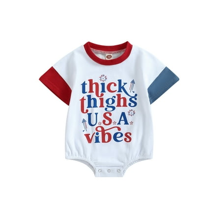 

Infant Romper Baby Boys Girls Jumpsuits Independence Day Onesie 4th of July Summer One Piece Short Sleeve Playsuit 0-24M