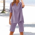 thumbnail image 2 of MSJUHEG 2 Piece Sets for Women Summer 2 Piece Summer Sets for Women Workout Outfits for Women Loungewear Sets Woman Linen Set Women Short Set 2 Piece Workout Sets for Women Purple 5XL, 2 of 7