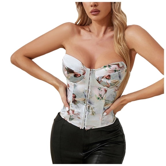 Juosiy Women Sexy Vintage High End Printed Design Corset Trendy Soft Cozy Strapless Tunic Shapewear