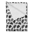 thumbnail image 2 of Leaves Soft Flannel Fleece Throw Blanket, Repeating Vintage Summer Design Monochrome Foliage Art on Plain Backdrop, Cozy Plush for Indoor and Outdoor Use, 60" x 80", Charcoal Grey White, by Ambesonne, 2 of 5