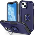 thumbnail image 1 of SaniMore for iPhone 14 Multi-Functional Case, 3-Layer Protection Magnetic Cover Support Car Mount & 360° Rotatable Metal Ring Kickstand Full Body Shockproof Protective Shell, Blue, 1 of 10