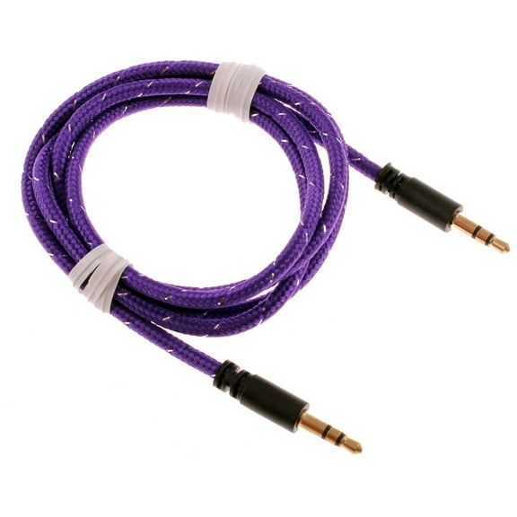 Aux Cable 3.5mm for Samsung Galaxy A06 - Adapter Car Stereo Aux-in Audio Cord Speaker Jack Wire Braided Purple