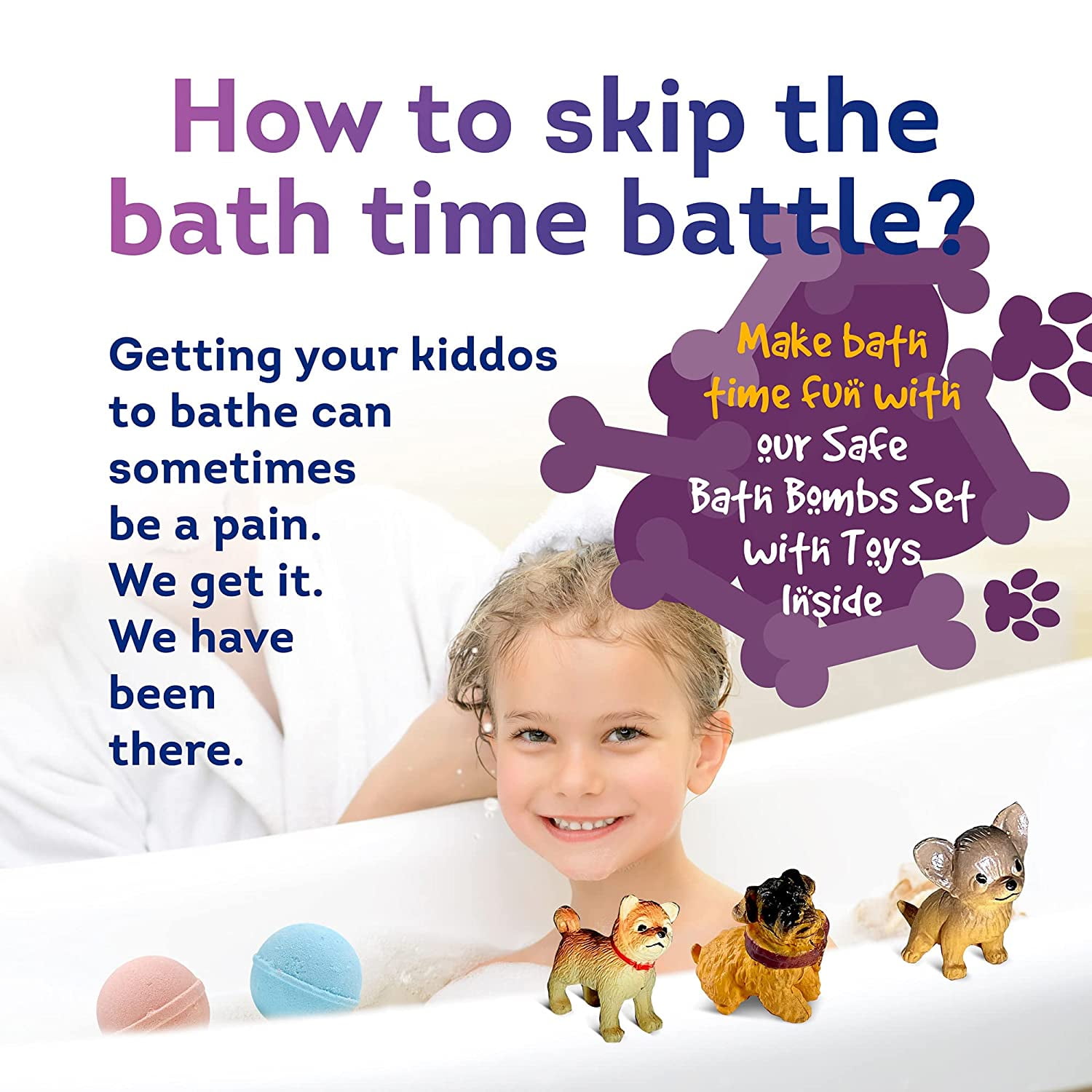 Bath Bombs for Kids with Surprise Inside Cute LITTLE PUPPY TOYS Handmade in USA Natural and Safe by Relaxcation