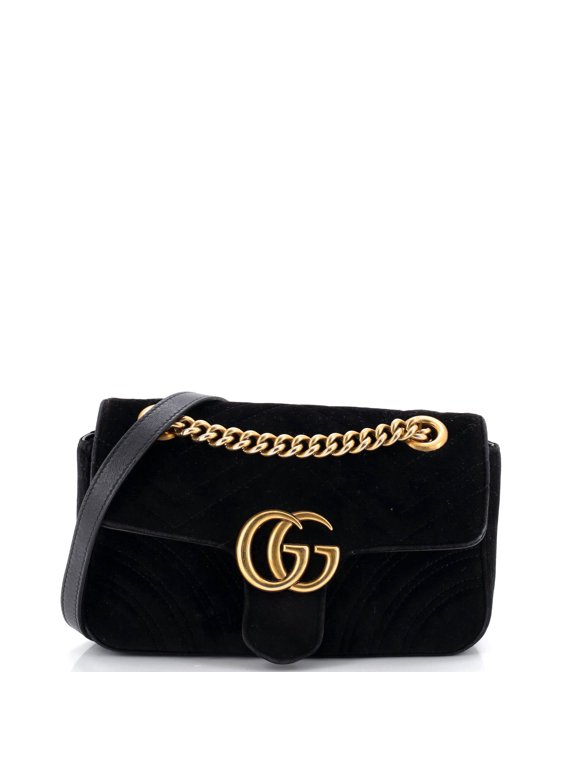 Pre-Owned GG Marmont Flap Bag Matelasse Velvet Mini By Rebag