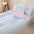 thumbnail image 3 of Manfei Blue Bowtie Monogrammed Print D Zipper Queen Comforter Set with Fitted Sheet and 2 Pillowcases,Geometric Stripes Pattern Zipper Bedding Set,Pink Reversible,4 Pieces, 3 of 7