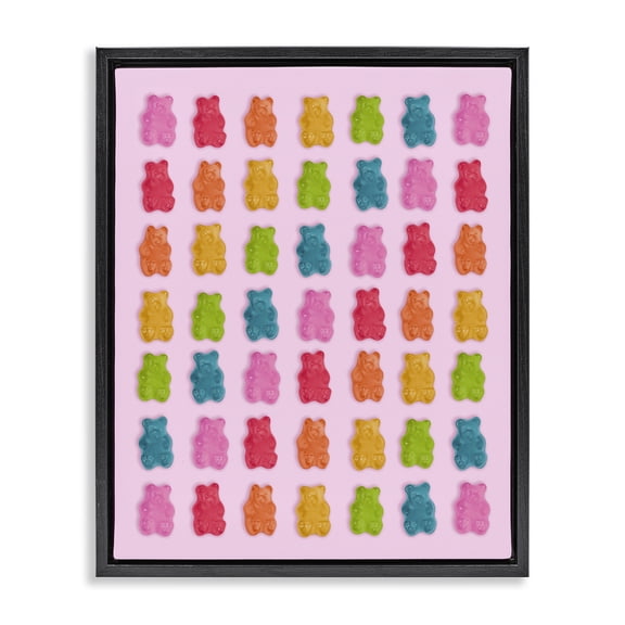Stupell Industries Contemporary Soft Rainbow Bears on Pink Black Floating Frame Canvas Art, 17 x 21, by LISH Creative