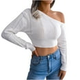 thumbnail image 2 of Babysbule Women's Fashion Sweater Fashion Fashion Women's Casual Long Sleeve Off Shoulder Knit Round-Neck Sweater, 2 of 5