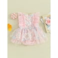 thumbnail image 4 of Suealasg Newborn Baby Girl Outfits Butterfly Ruffle Lace Romper Jumpsuit Bodysuit 1st Birthday Photoshoot Dress Summer Clothes, 4 of 9