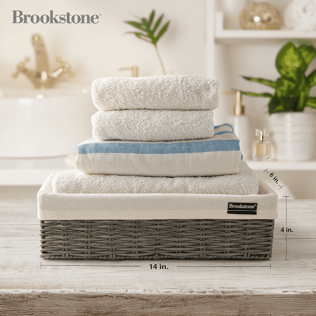 Brookstone Wicker Baskets, Decorative Over the Toilet Bathroom Baskets  , 2-Pack