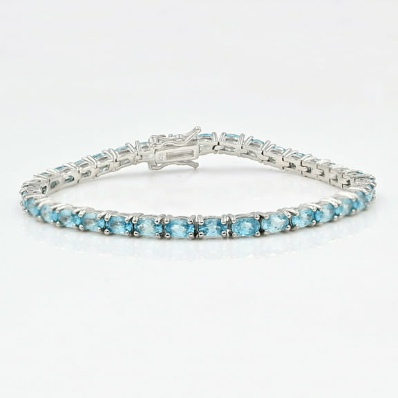 5x4 MM Oval Blue Topaz Bracelet, 925 Sterling Silver, Tennis Bracelet, December Birthstone, Wedding Bracelet, Gift For Her