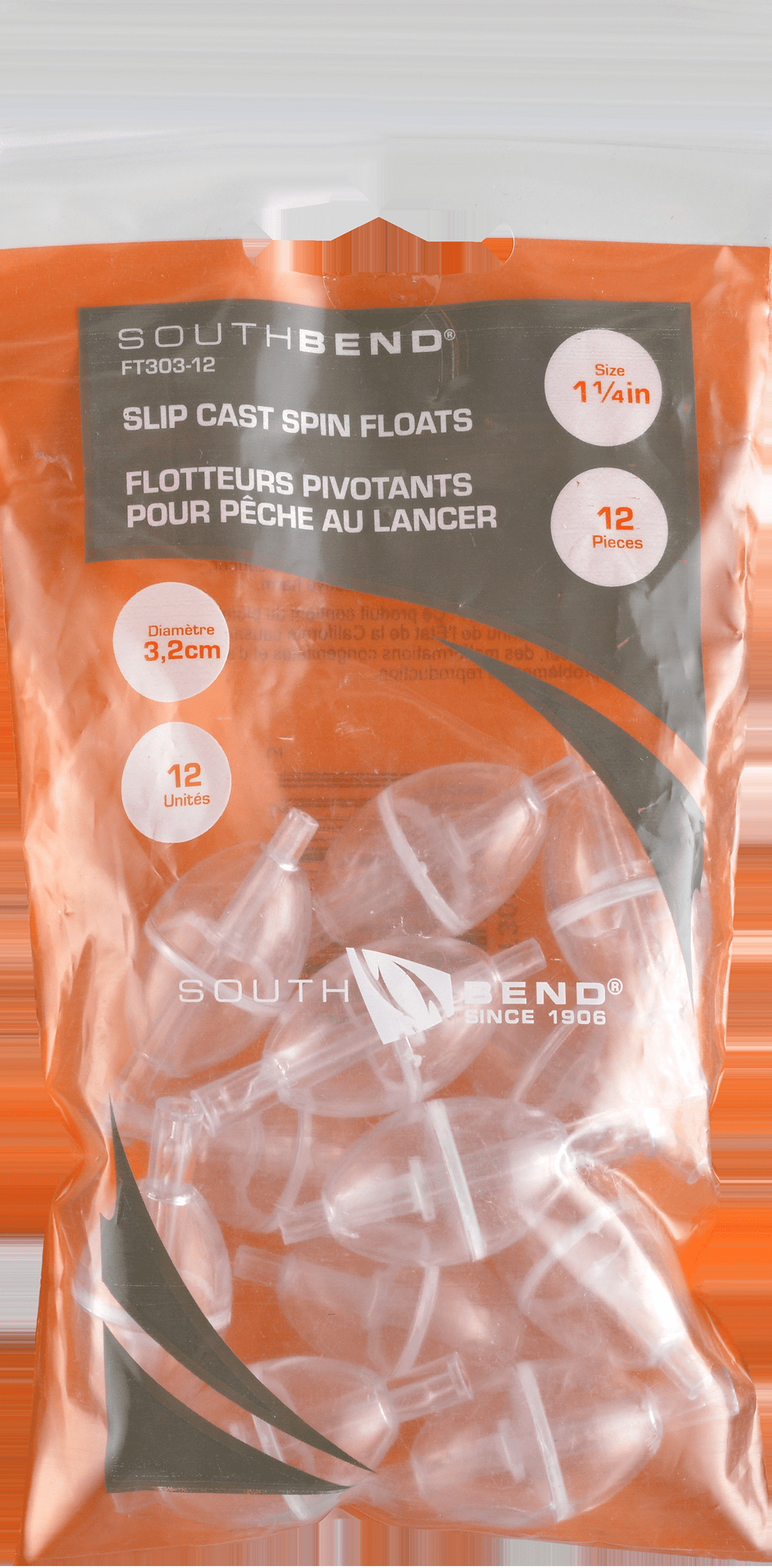 12 Pcs South Bend Clear Slip Cast Spin Floats Water Sliding Bobber Stop 1 3 4 12 Pcs South Bend Clear Slip Cast Spin