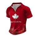 thumbnail image 3 of MEN'S SHIRT SHORT SLEEVE KNIT TOP WITH ZIPPER AND CANADIAN PATRIOTIC PRINT FOR OUTDOOR DAILY WEAR COMFORTABLE BREATHABLE IDEAL FOR SPRING SUMMER, 3 of 3