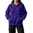 thumbnail image 2 of Hsovts Dark Purple Hoodies for Women Essentials Fashion Fleece Hoodie with Drawstring Long Sleeve Crewneck Sweatshirt Heavyweight Hoodies Pullover XL, 2 of 5