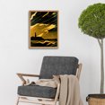 thumbnail image 2 of Lighthouse In A Lightning Storm Gold And Black Linocut Style Illustration Art Print Framed Poster Wall Decor 12x16 inch, 2 of 5