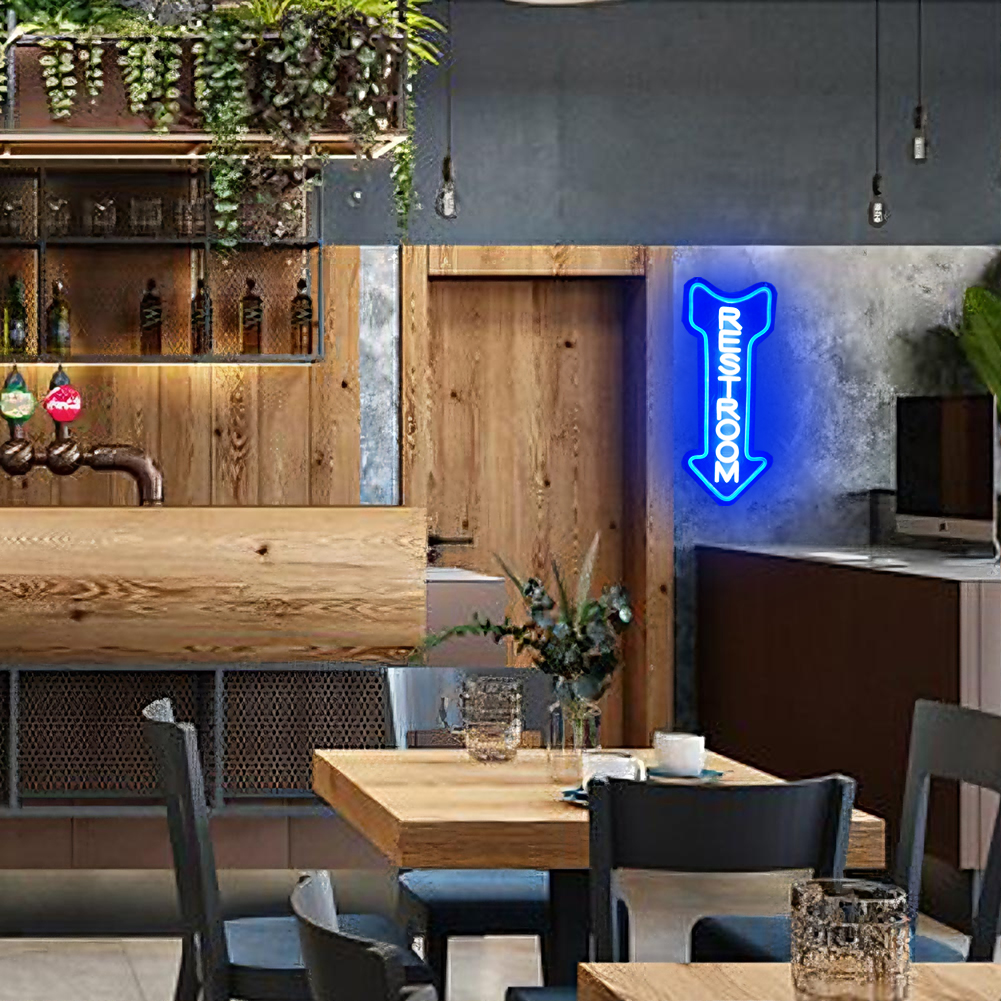 Restroom Neon Sign for Wall Decor,Toilet Neon Light with Arrow for Bar, Restaurant,Store,Bathroom Office Hotel Decoration (go)