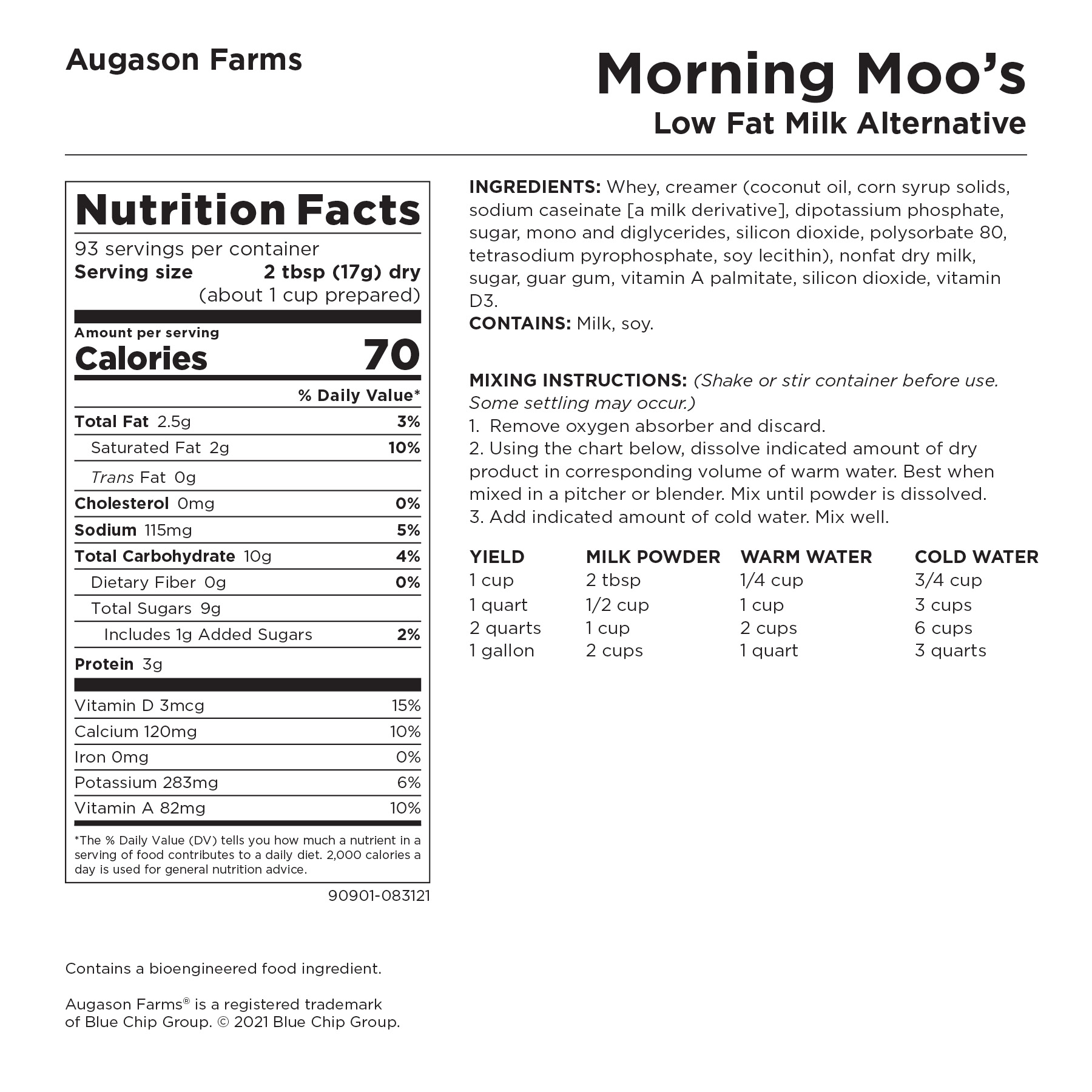 Augason Farms Morning Moo's Low Fat Milk Alternative 3 lbs 8 oz No. 10 Can - image 4 of 10